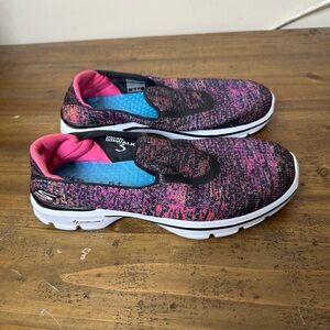 Skechers Shoes Womens 7 Goga Plus  Walking Sneakers Pink Knit 14057 Casual